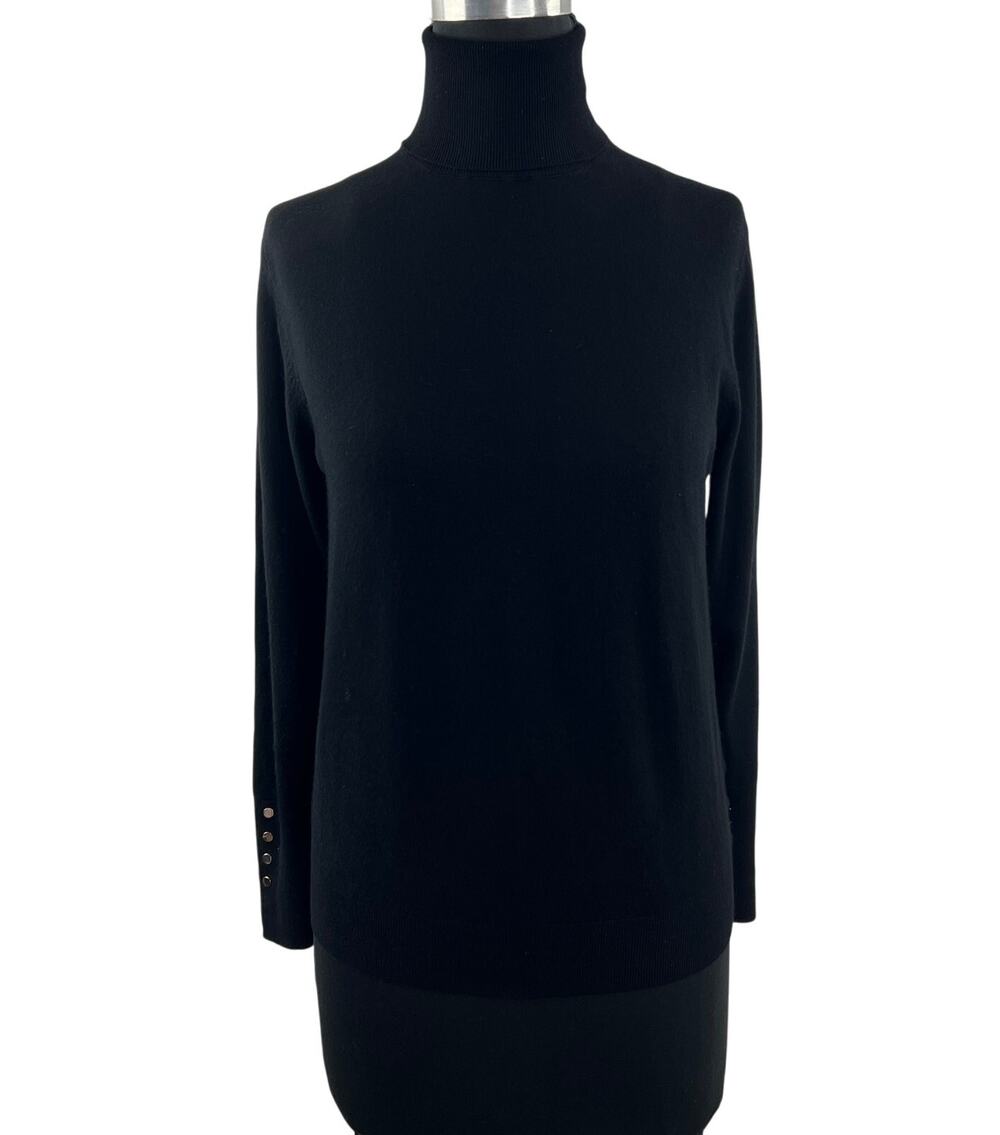 ZARA Black Sweater Button Sleeve Ribbed Knit Turtleneck Pullover Sz XX-Large XXL